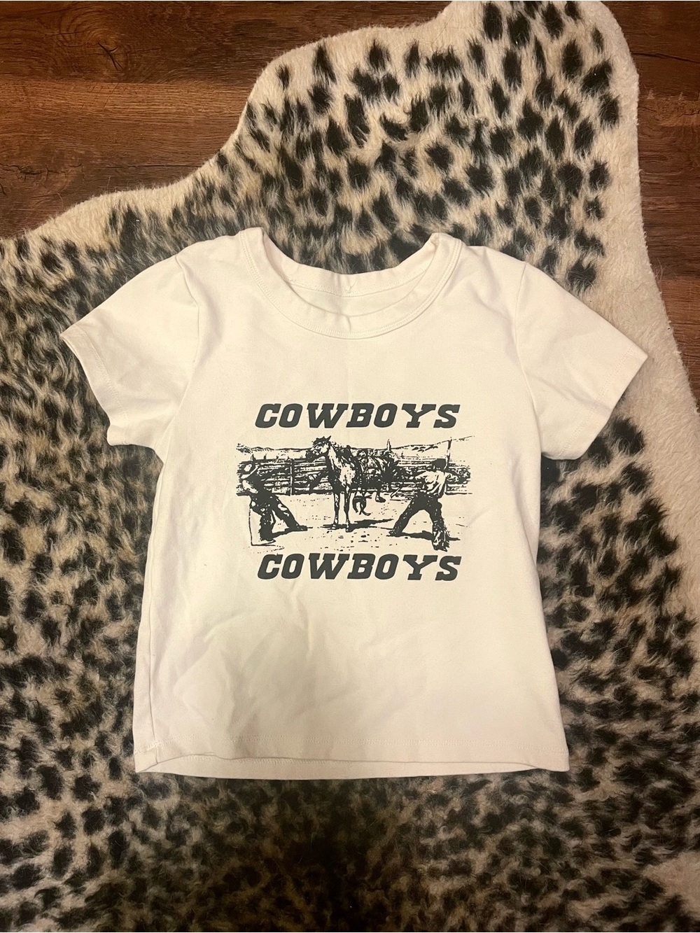 White 'Cowboys' Woman’s Baby Tee